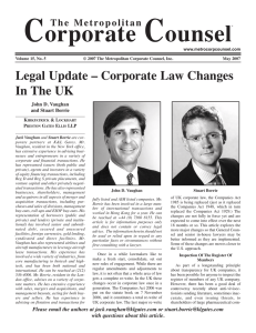 C orporate ounsel Legal Update – Corporate Law Changes