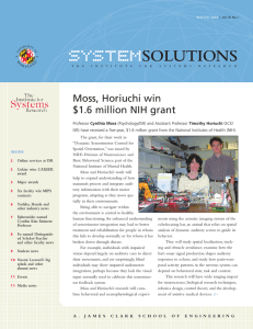 SYSTEM SOLUTIONS Moss, Horiuchi win $1.6 million NIH grant