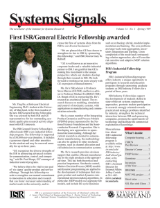First ISR/General Electric Fellowship awarded