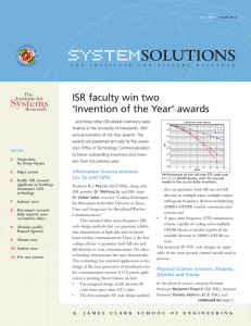 SYSTEM SOLUTIONS ISR faculty win two ‘Invention of the Year’ awards