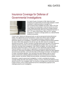 Insurance Coverage for Defense of Governmental Investigations