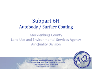 Subpart 6H Autobody / Surface Coating Mecklenburg County