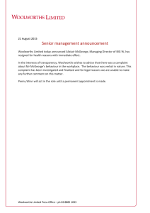   Senior management announcement 