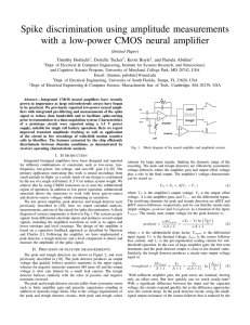 Spike discrimination using amplitude measurements with a low-power CMOS neural amplifier