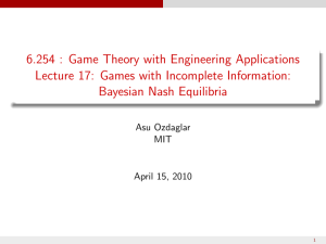 6.254 :  Game Theory with Engineering Applications Bayesian Nash Equilibria