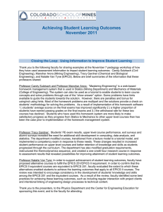 Achieving Student Learning Outcomes November 2011