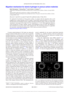 Migration mechanism for atomic hydrogen in porous carbon materials Badri Narayanan,