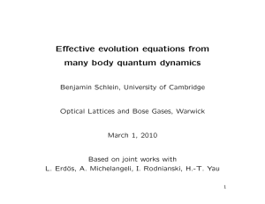 Effective evolution equations from many body quantum dynamics