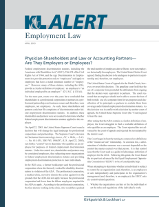 Employment Law Physician-Shareholders and Law or Accounting Partners—
