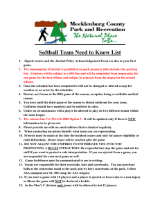 Softball Team Need to Know List