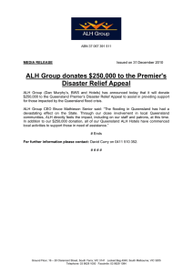 ALH Group donates $250,000 to the Premier's Disaster Relief Appeal