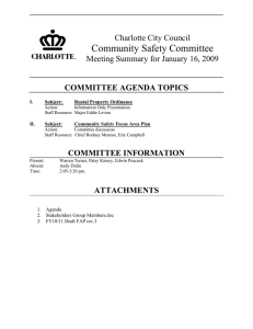 Community Safety Committee Charlotte City Council Meeting Summary for January 16, 2009