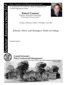 S14 Seminar Announcement Robert Crosnoe Schools, Peers, and Teenagers’ Paths to College