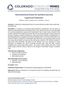 Electrochemical Devise for Synthesis Gas and Liquid Fuel Production