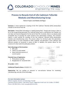 Process to Recycle End of Life Cadmium Telluride