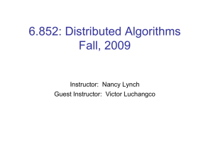 6.852: Distributed Algorithms Fall, 2009 Instructor:  Nancy Lynch