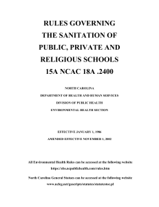 RULES GOVERNING THE SANITATION OF PUBLIC, PRIVATE AND RELIGIOUS SCHOOLS