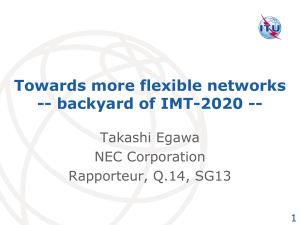 Towards more flexible networks -- backyard of IMT-2020 -- Takashi Egawa NEC Corporation