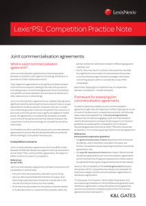 Joint commercialisation agreements What is a joint commercialisation agreement?