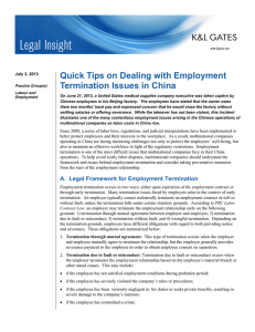 Quick Tips on Dealing with Employment Termination Issues in China