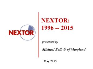 NEXTOR: 1996 -- 2015  Michael Ball, U of Maryland