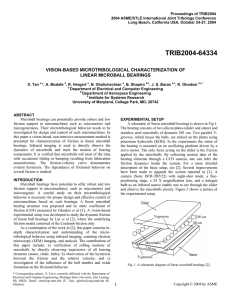 TRIB2004-64334 VISION-BASED MICROTRIBOLOGICAL CHARACTERIZATION OF LINEAR MICROBALL BEARINGS
