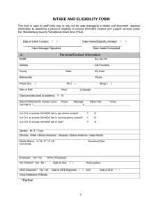 INTAKE AND ELIGIBILITY FORM