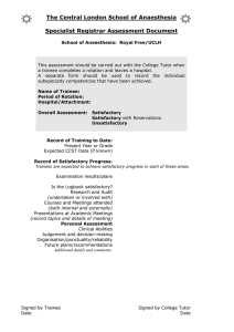The Central London School of Anaesthesia  Specialist Registrar Assessment Document