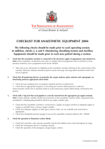 CHECKLIST FOR ANAESTHETIC EQUIPMENT 2004