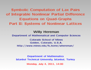 Symbolic Computation of Lax Pairs of Integrable Nonlinear Partial Difference