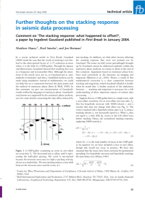 Further thoughts on the stacking response in seismic data processing technical article