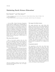 Marketing Earth Science Education Roel Snieder and Chris Spiers ∗