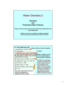 Water Chemistry 2 Sampling and Presenting Water Analyses