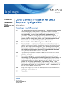 Unfair Contract Protection for SMEs Proposed by Opposition Video Legal Insight Transcript
