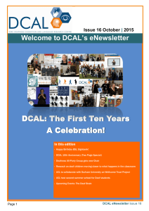 DCAL: The First Ten Years A Celebration! Welcome to DCAL’s eNewsletter