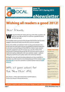 W eNewsletter Wishing all readers a good 2012! Dear friends,