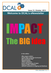 Welcome to DCAL’s eNewsletter  Issue 13 October  2013