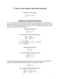 1 Order Linear Ordinary Differential Equations