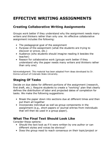 EFFECTIVE WRITING ASSIGNMENTS Creating Collaborative Writing Assignments