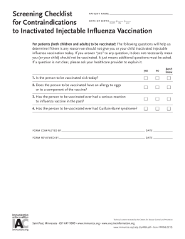 Supplies Checklist For A School-located Influenza Immunization Clinic