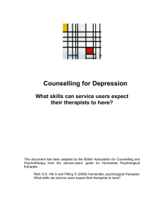 Counselling for Depression What skills can service users expect