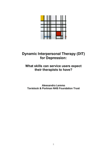 Dynamic Interpersonal Therapy (DIT) for Depression: What skills can service users expect