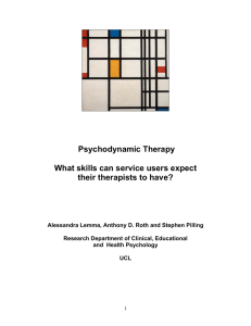 Psychodynamic Therapy  What skills can service users expect their therapists to have?