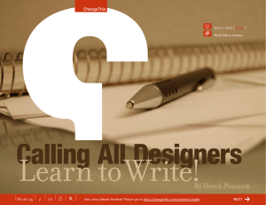 Learn to Write! Calling All Designers By Derek Powazek +