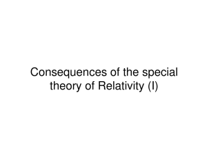 Consequences of the special theory of Relativity (I)
