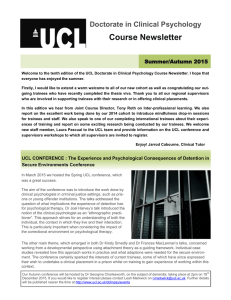 Course Newsletter Doctorate in Clinical Psychology  Summer/Autumn 2015