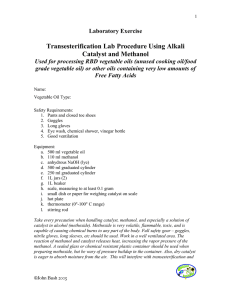 Transesterification Lab Procedure Using Alkali Catalyst and Methanol