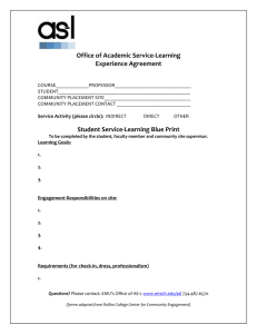 Office of Academic Service-Learning Experience Agreement