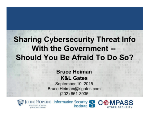 Sharing Cybersecurity Threat Info With the Government -- Bruce Heiman