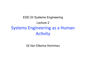   Systems Engineering as a Human  Ac2vity  Qi Van Eikema Hommes 